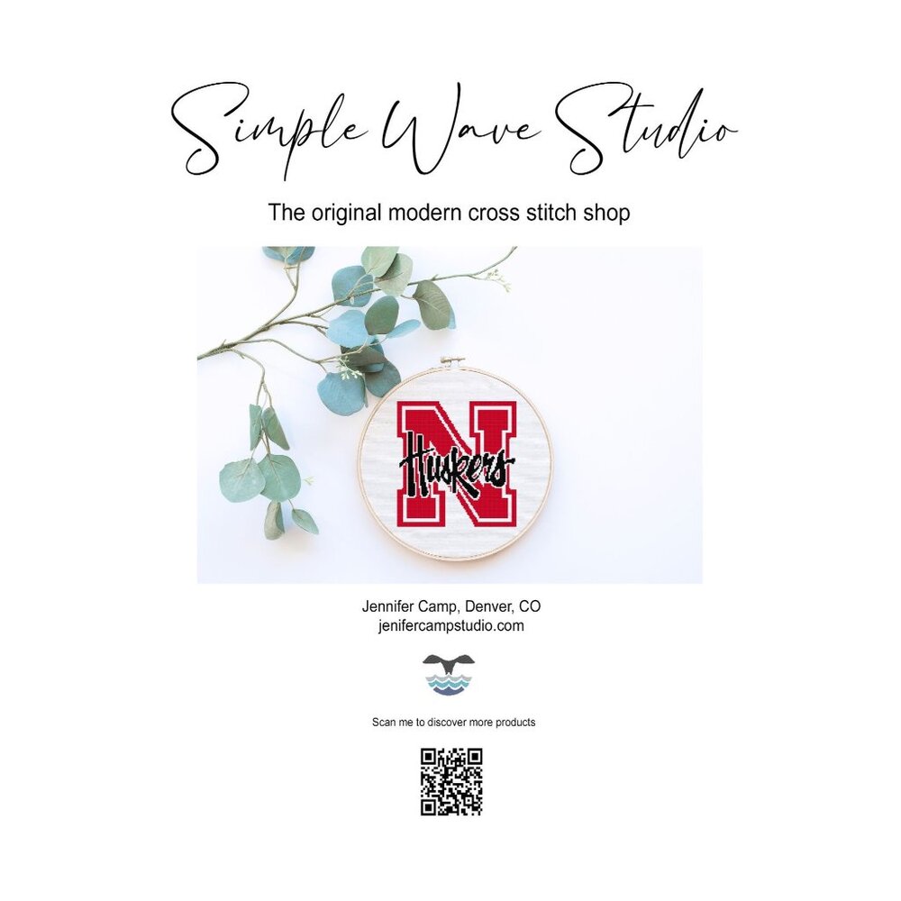 Nebraska Husker Football Counted Cross Stitch Kit‎